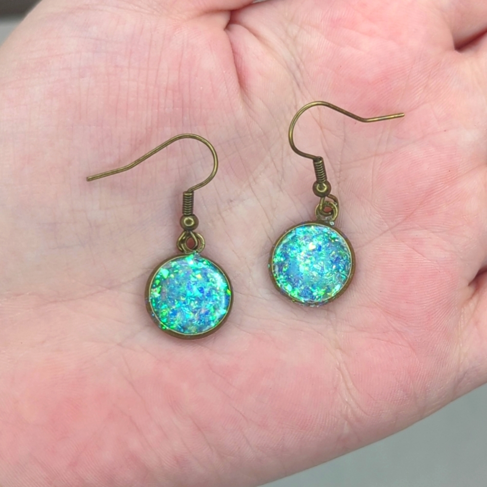 Blue Glitter Earrings